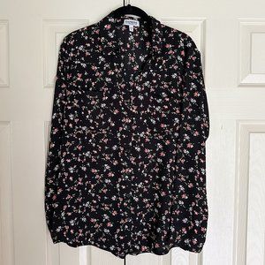 Express Women's The Portofino Shirt - Black Floral L